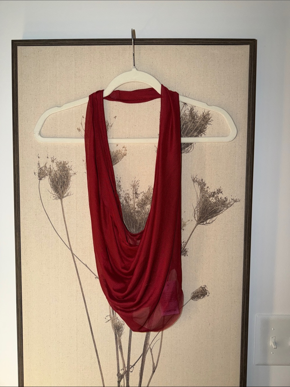 PrettyLittleThing Deep Red Mesh Halter Neck Top